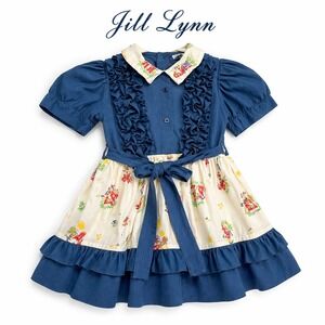 Vintage Jill Lynn Girls Blue Prairie Dress Ruffle Collar Cottagecore